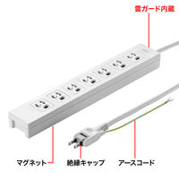 延長コード 電源タップ 3m 3P（ピン） 7個口 マグネット ライトグレー TAP-F37-3SR サンワサプライ 1個（直送品）