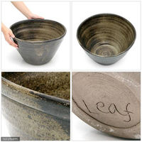 国産 手作り睡蓮鉢 益子焼 彩 SAI 碗型 炭化 直径約40cm 52762 1個（直送品）