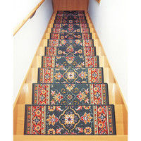 ファミリー・ライフ ベルギー製階段マット13枚組 グリーン系 幅220×奥行660mm 4639420 1セット（13枚入）（直送品）