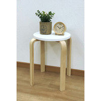 エイ・アイ・エス 木製丸椅子 組立式 ホワイト LFMI-003WH 1脚（直送品）