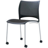 axona AICHI 愛知 スタッキングチェア ルッシュ LUSH-MAC（FLU-1ブラック） キャスター脚 ブラック 4脚セット（直送品）