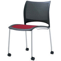 axona AICHI 愛知 スタッキングチェア ルッシュ LUSH-MAC（FLU-5レッド） キャスター脚 レッド 4脚セット（直送品）