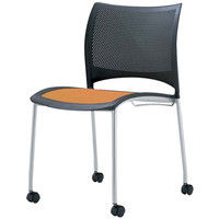 axona AICHI 愛知 スタッキングチェア ルッシュ LUSH-MAC（FLU-6オレンジ） キャスター脚 オレンジ 3脚セット（直送品）