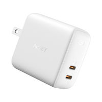 USB充電器 折りたたみ式 Omnia Duo 65W/PD対応/Type-C×2 ホワイト PA-B4-WT 1個 AUKEY