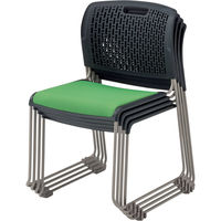 ライオン事務器 スタッキングチェアー 布張り グリーン LE-1662F　GR 1脚（直送品）