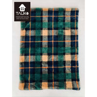 チェックファー ブランケット GJ6090 グリーン 70×100cm GJ6090_17G 1枚 川島織物セルコン（直送品）
