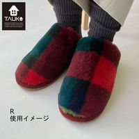 チェックファー スリッパ GS6090 レッド L GS6090_07R 1枚 川島織物セルコン（直送品）