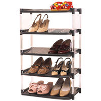 平和工業 クリスタルシューズラック ワイド 5段 幅495×奥行305×高さ767mm グレイ 1個