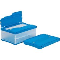 エスコ 530x366x232mm/34.1L 折畳コンテナ(青/蓋付薄型 EA506AA-516 1個（直送品）