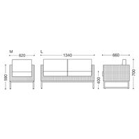 【軒先渡し】桜屋工業 RESTAREA 屋外設置可 マラガ ソファ M 1人掛 幅620mm ダークブラウン×カーキ×ステンレス 1台（直送品）