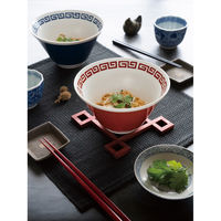 ミヤザキ食器 麺鉢 900ml ラーメン鉢 レトロ中華 ナルト 磁器 赤 463919 1個（直送品）