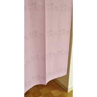 加栄レース のれん ハリネズミ柄 85×150cm 防炎 日本製 ピンク 469335 1個（直送品）