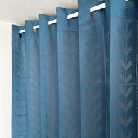 加栄レース アコーディオンカーテン リーフ柄 フリーカット 150×250cm ネイビー 469348 1個（直送品）