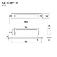 清水 ステンレス 座付ミラーハンドル M 小 SH-MBT105M 1個（直送品）