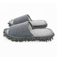 【スリッパ】お掃除モップスリッパ外縫い グレー Lサイズ 1足