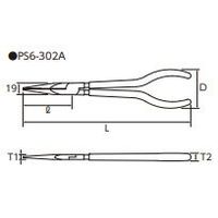 京都機械工具 KTC ストレートロングノーズペンチ ロングタイプ PS6ー302A 1パック（直送品）