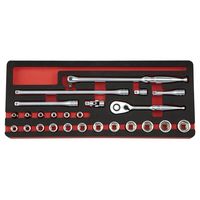 京都機械工具 KTC 9.5SQ 25点組 ソケットレンチセット 六角形状 TB325A 1セット（直送品）