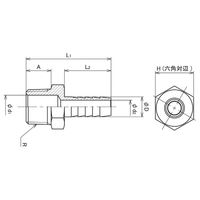 コクゴ ホースニップル(黄銅製) GHNー0625 303-0000124 1個（直送品）