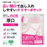 リヒトラブ リクエスト 広い間口で出し入れしやすいクリヤーポケット ファイル 交換用 A4 2穴 G49290 1組（直送品）