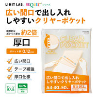 リヒトラブ リクエスト 広い間口で出し入れしやすいクリヤーポケット ファイル 交換用 A4 30穴 G49270 1組（直送品）
