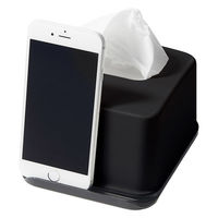 吉川国工業所 ティッシュケース 再生材 ハーフティッシュボックス スマホスタンド ブラック 494260 1個（直送品）