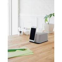 吉川国工業所 ティッシュケース 再生材 ハーフティッシュボックス スマホスタンド グレー 494261 1個（直送品）