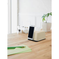 吉川国工業所 ティッシュケース 再生材 ハーフティッシュボックス スマホスタンド ベージュ 494262 1個（直送品）