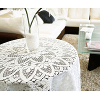 加栄レース テーブルクロス 150cm 撥水加工 円 レース 日本製 ホワイト 364056 1個（直送品）