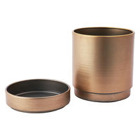 ホワイエ 植木鉢 MC円柱メタルECOポット 受け皿付き 直径12cm アンティークゴールド 416300 1個（直送品）
