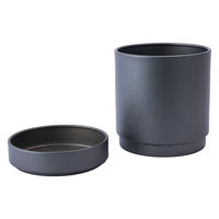 ホワイエ 植木鉢 MC円柱メタルECOポット 受け皿付き 直径12cm クールグレー 416301 1個（直送品）