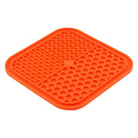 ルークラン フードボウル 早食い防止 ループ リックマット スクエア シリコン 犬 猫 ペット オレンジ 447595 1個（直送品）