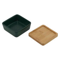 ルークラン フードボウル ループ ディッシュ ピッコロ 陶器 犬 猫 ペット ダークグリーン 447684 1個（直送品）