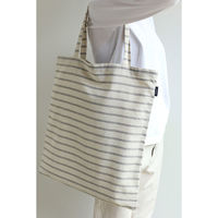 デュプリュス トートバッグ 綿麻ボーダー シンプル バッグ キナリ×グレー 476551 1個（直送品）