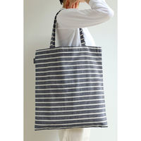デュプリュス トートバッグ 綿麻ボーダー シンプル バッグ ネイビー 476552 1個（直送品）
