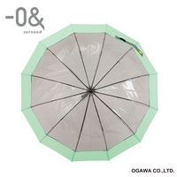 小川 長傘 -0& ゼロアンド 12本骨 クリア アンブレラ 雨傘 60cm ミント 486384 1個（直送品）
