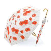 小川 日傘 河馬印本舗 長傘 晴雨兼用 手開き式 50cm ポピー 486391 1個（直送品）