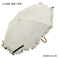 小川 折りたたみ傘 centelleo 晴雨兼用 マリンパラソル フリル 手開き式 50cm オフホワイト 487407 1個（直送品）