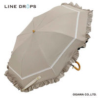 小川 折りたたみ傘 centelleo 晴雨兼用 マリンパラソル フリル 手開き式 50cm ベージュ 487408 1個（直送品）