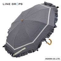 小川 折りたたみ傘 centelleo 晴雨兼用 マリンパラソル フリル 手開き式 50cm ダークグレー 487409 1個（直送品）