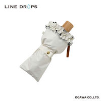 小川 折りたたみ傘 centelleo 晴雨兼用 フリルパラソル 三段折りたたみ傘 手開き式 50cm オフホワイト 487418 1個（直送品）