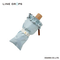 小川 折りたたみ傘 centelleo 晴雨兼用 フリルパラソル 三段折りたたみ傘 手開き式 50cm サックス 487419 1個（直送品）