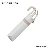 小川 折りたたみ傘 晴雨兼用 LINEDROPS グログランリボン 50cm 手開き式 ホワイト 489368 1個（直送品）