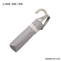 小川 折りたたみ傘 晴雨兼用 LINEDROPS グログランリボン 50cm 手開き式 グレージュ 489369 1個（直送品）