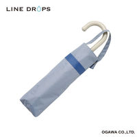 小川 折りたたみ傘 晴雨兼用 LINEDROPS グログランリボン 50cm 手開き式 ブルーグレー 489370 1個（直送品）
