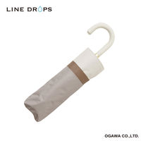 小川 折りたたみ傘 晴雨兼用 LINEDROPS バイカラー 50cm 手開き式 グレージュ 489378 1個（直送品）