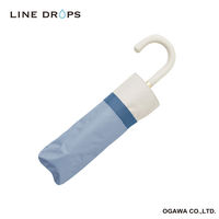 小川 折りたたみ傘 晴雨兼用 LINEDROPS バイカラー 50cm 手開き式 ブルーグレー 489379 1個（直送品）