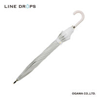 小川 長傘 晴雨兼用 LINEDROPS グログランリボン 50cm 手開き式 ホワイト 489382 1個（直送品）
