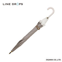 小川 長傘 晴雨兼用 LINEDROPS グログランリボン 50cm 手開き式 グレージュ 489383 1個（直送品）