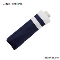 小川 折りたたみ傘 晴雨兼用 LINEDROPS グログランリボン 50cm 手開き式 ネイビー 489390 1個（直送品）