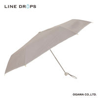 小川 折りたたみ傘 晴雨兼用 LINEDROPS グログランリボン ステッチ 50cm 手開き式 グレージュ 489397 1個（直送品）